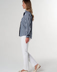 GOONDIWINDI - Frill Stripe Shirt - White/Navy