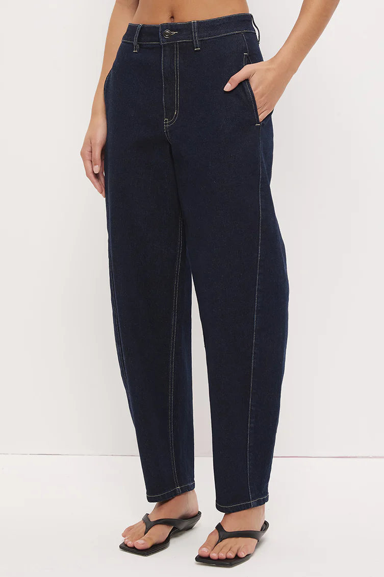MON RENN -  Cora Denim Barrel Jean - Ink Blue