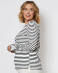 GORDON SMITH - Boat Neck Stripe Tee – Navy