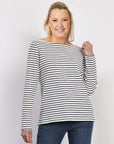 GORDON SMITH - Boat Neck Stripe Tee – Navy