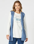 THREADZ-  Ollie Side Button Vest-  Blue