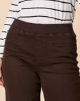 THREADZ - Maddy Pull On Wide Leg Jean - Chocolate