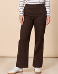 THREADZ - Maddy Pull On Wide Leg Jean - Chocolate