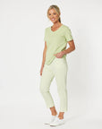 GORDON SMITH- V Neckline Tee Shirt.  Celery