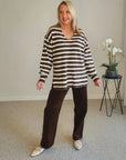 THREADZ- Jackie Stripe Knit -Chocolate  47085