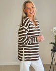 THREADZ- Jackie Stripe Knit -Chocolate  47085