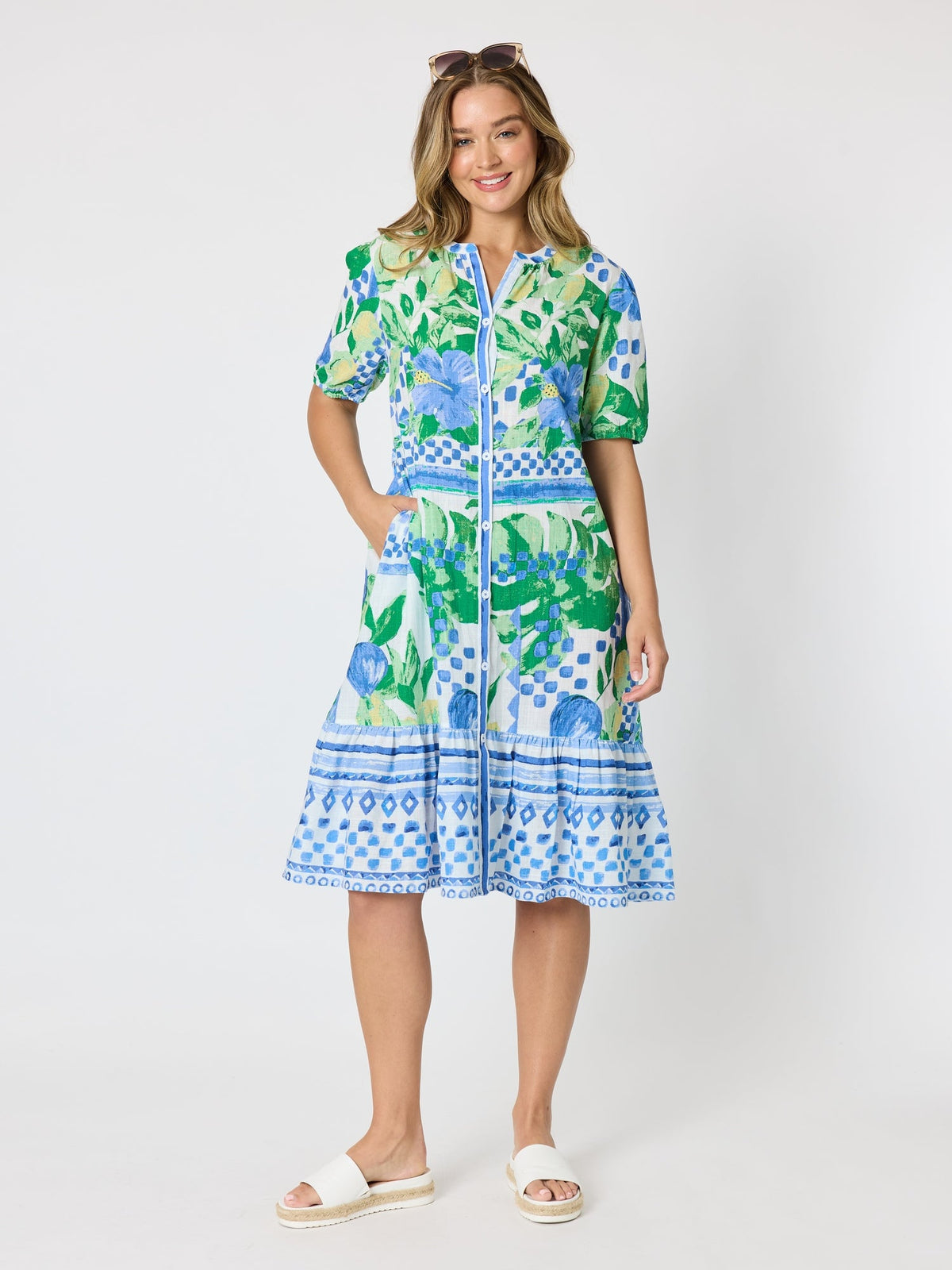 THREADZ - Limoncello Floral Print Dress - Apple Multi