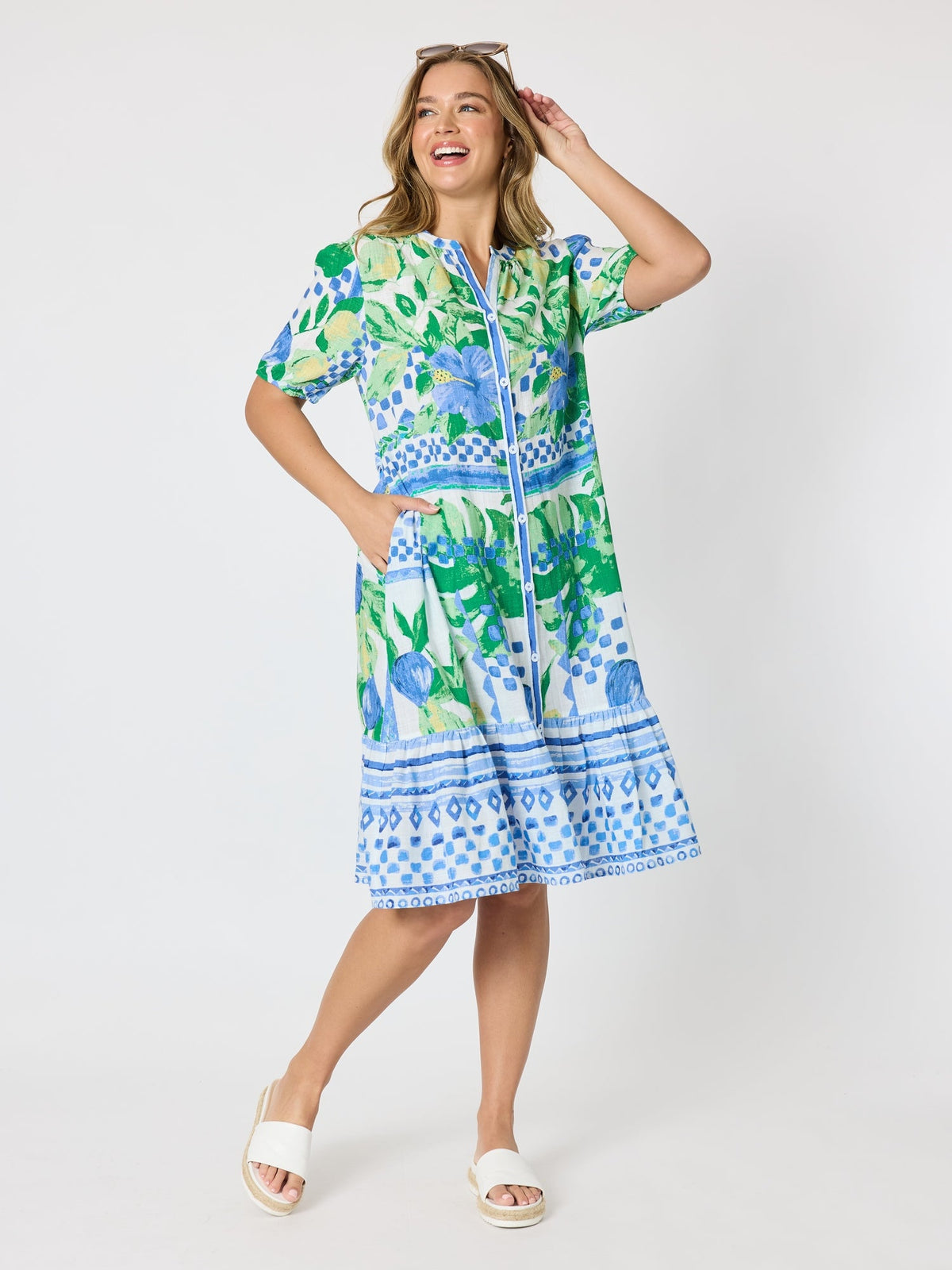 THREADZ - Limoncello Floral Print Dress - Apple Multi