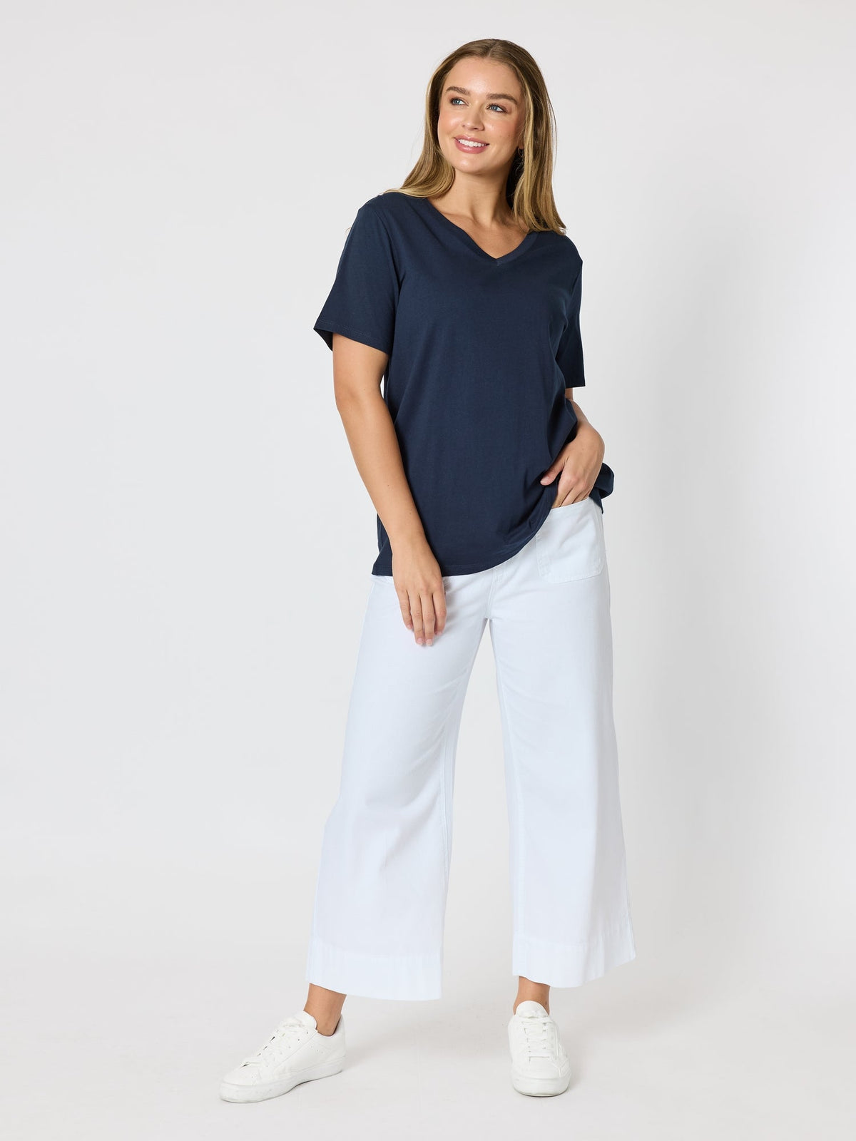 THREADZ - Dune Carpenter Wide Leg Cropped Pant - White