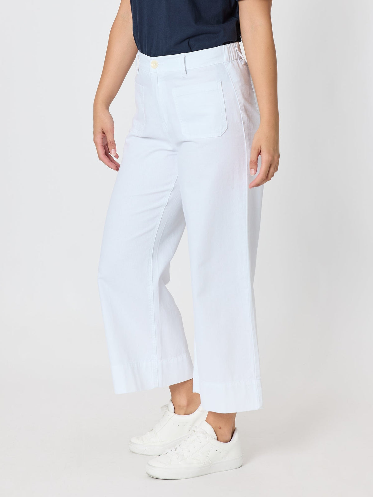 THREADZ - Dune Carpenter Wide Leg Cropped Pant - White