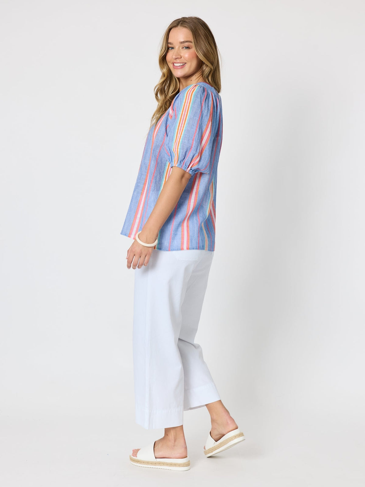 THREADZ - Dune Carpenter Wide Leg Cropped Pant - White