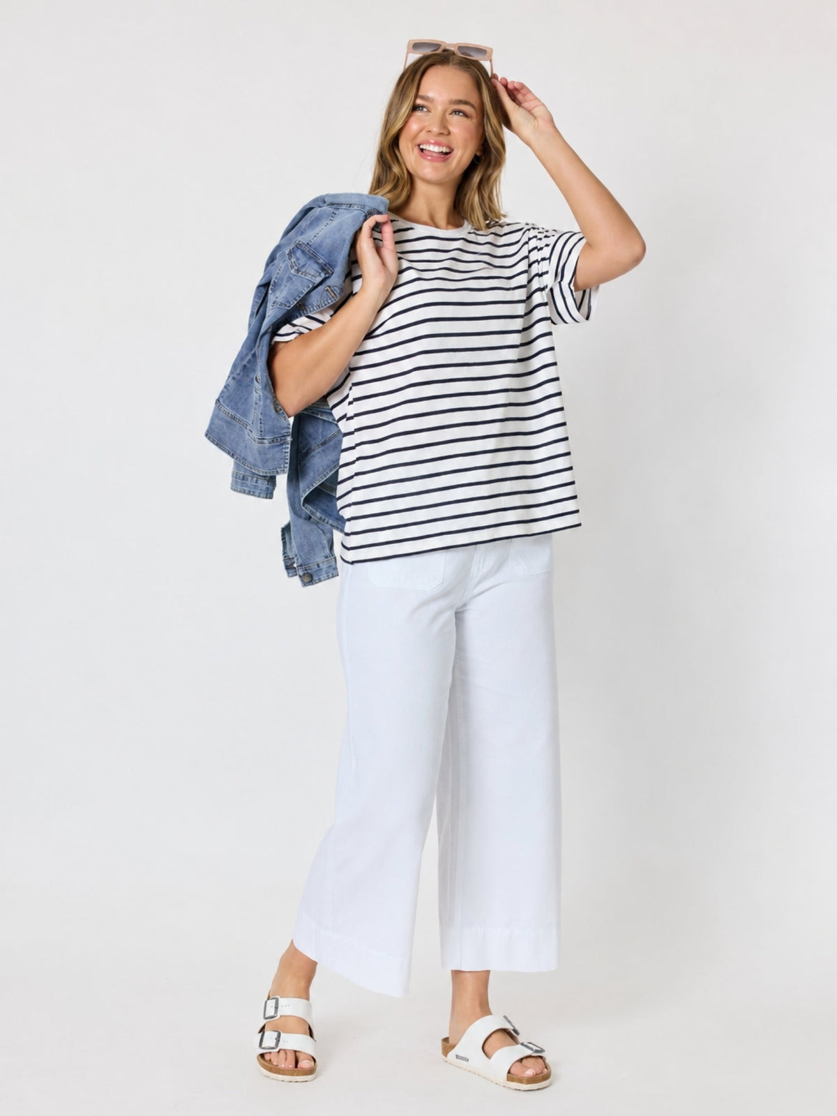 THREADZ - Dune Carpenter Wide Leg Cropped Pant - White