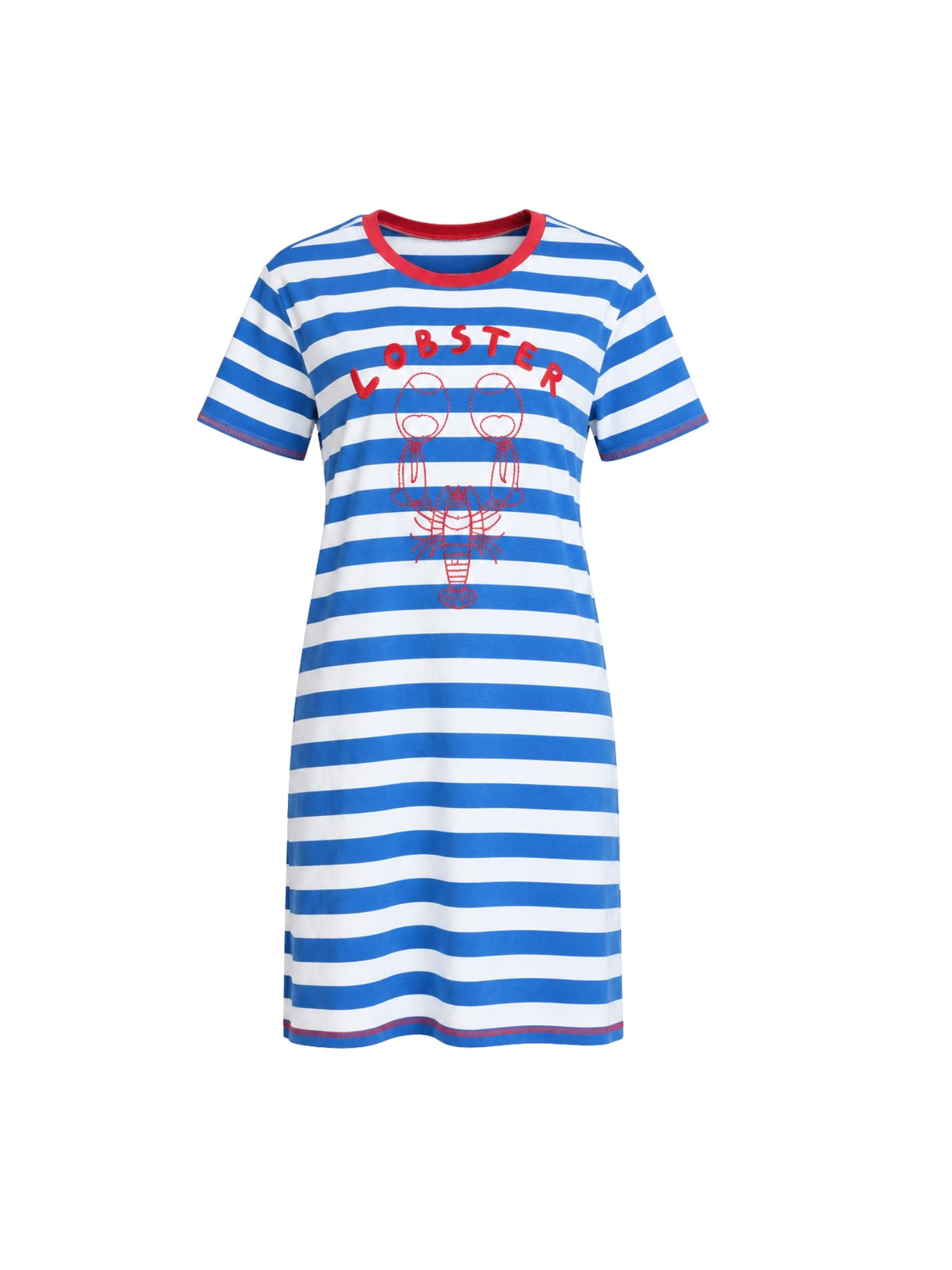 THREADZ - Rhode Island Embroidered Stripe Dress - Azure White