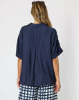 CLARITY - Del Mar Pleat Detail Top - Navy