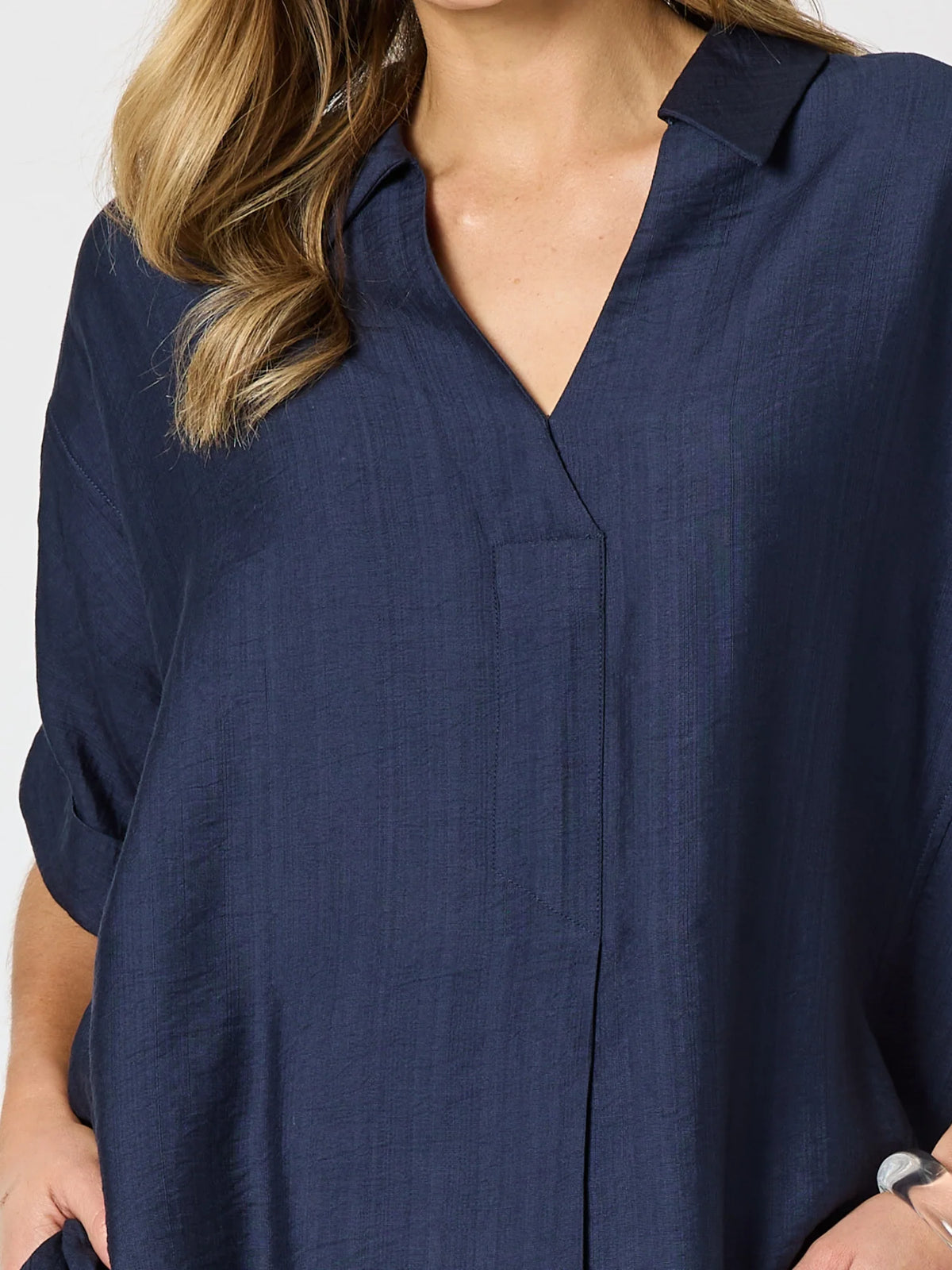 CLARITY - Del Mar Pleat Detail Top - Navy