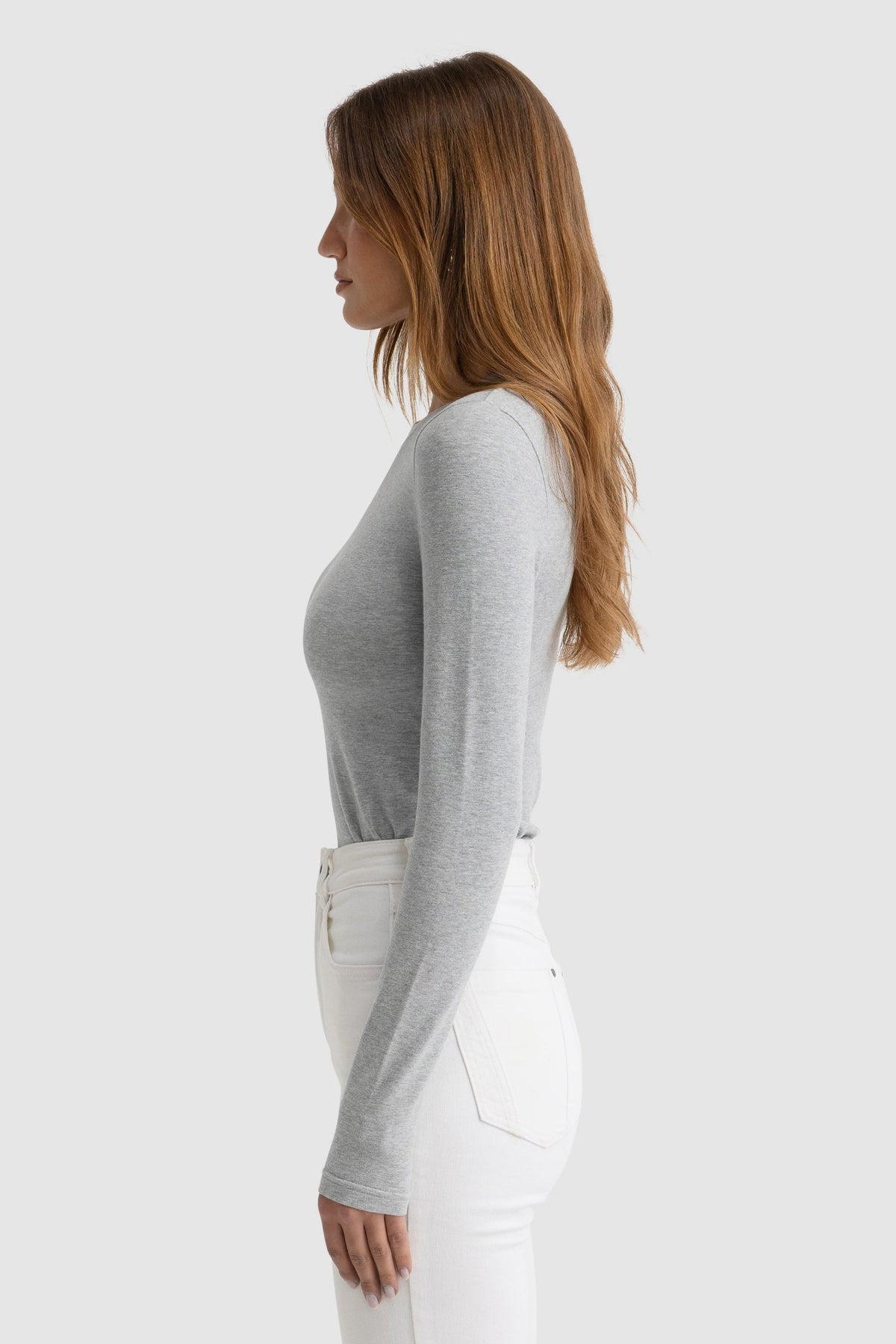 ORTC - Evie Fitted Long Sleeve Top Grey - Marle