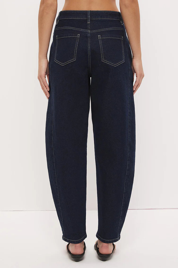MON RENN -  Cora Denim Barrel Jean - Ink Blue