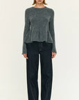 STAPLE THE LABEL - Noelle Peplum Knit Top - Charcoal Grey