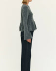 STAPLE THE LABEL - Noelle Peplum Knit Top - Charcoal Grey