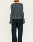 STAPLE THE LABEL - Noelle Peplum Knit Top - Charcoal Grey