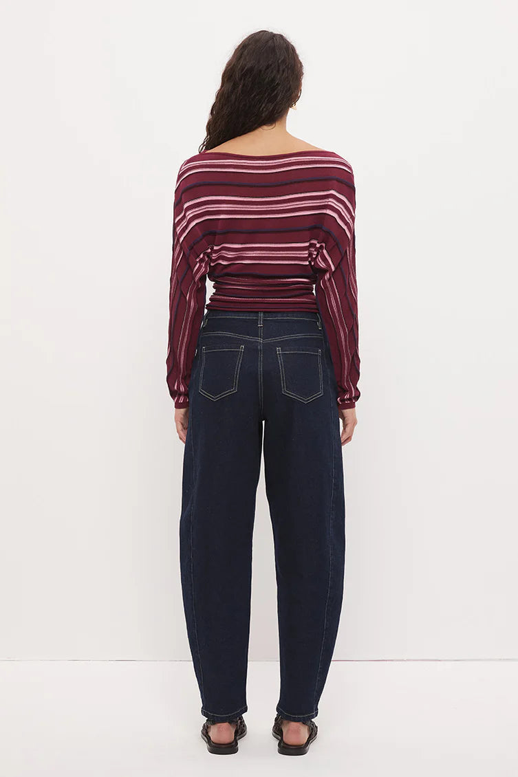 MON RENN - Selena Knit Top - Berry Stripe