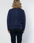 EQUINOX - Full Zip Ribbed Knit Cardigan - Navy