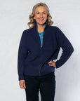 EQUINOX - Full Zip Ribbed Knit Cardigan - Navy