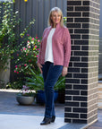EQUINOX- Soft Knit Ribbed Zip through Cardi with fine cable stitch on sleeves 