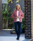 EQUINOX- Soft Knit Ribbed Zip through Cardi with fine cable stitch on sleeves 