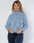 EQUINOX - Full Ribbed Twist Yarn Knit Cardigan - Blue