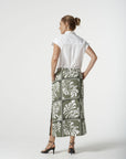 GOONDIWINDI COTTON - Side Split Frame Skirt.  Sage Green Print