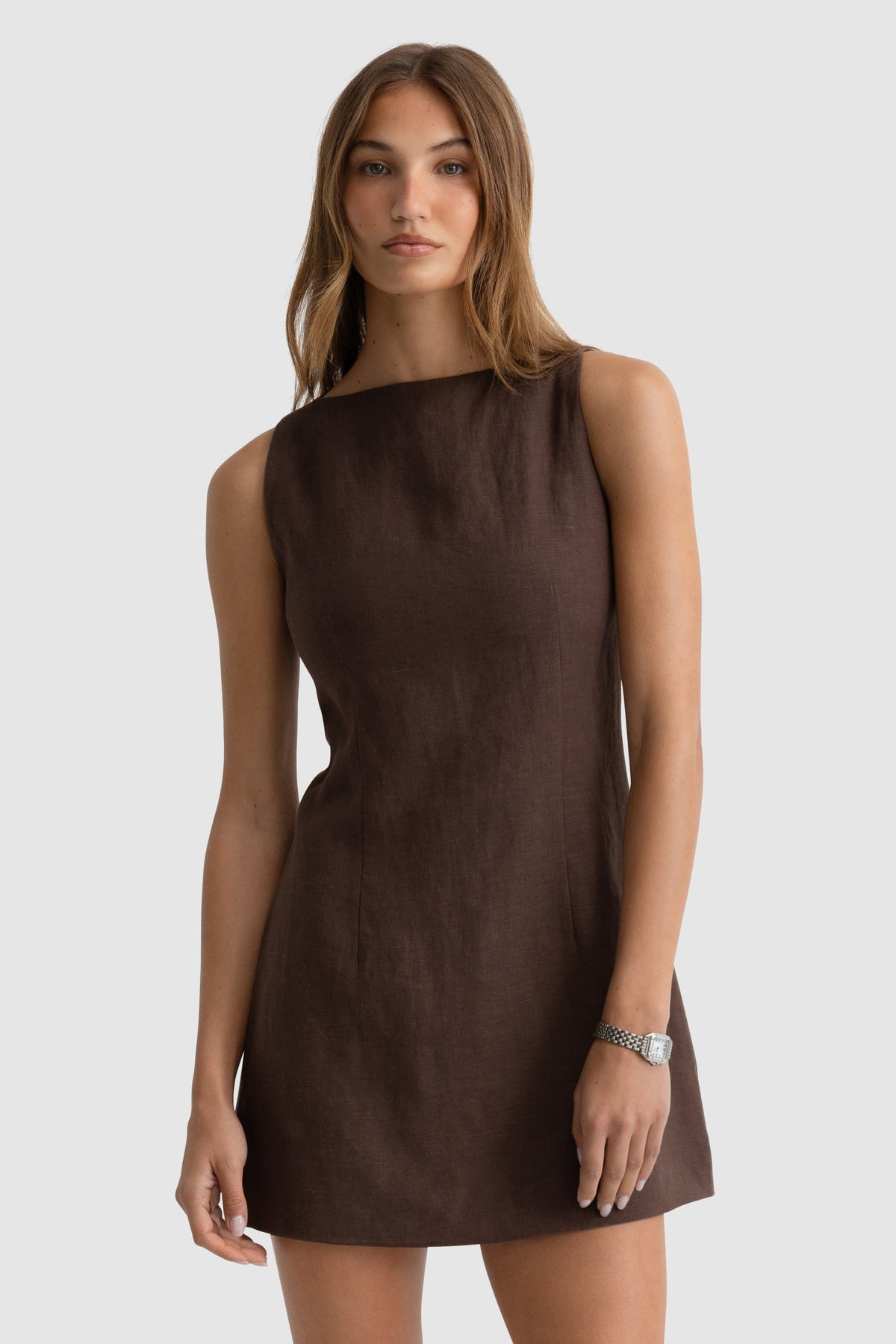 ORTC - Bridie Linen Mini Dress - Carob