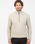 ARRAN HALF ZIP SWEATER - Natural