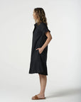 GOONDIWINDI COTTON -  Ruffle midi Dress.  Navy Blue