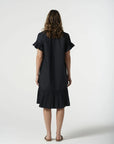 GOONDIWINDI COTTON -  Ruffle midi Dress.  Navy Blue