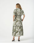 GOONDIWINDI COTTON - Maxi Framed Shirt Dress.  Green Print