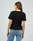 ALL ABOUT EVE - Lipa Ruched Top.  Black