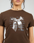 ALL ABOUT EVE-  Clover Baby Tee.  Brown