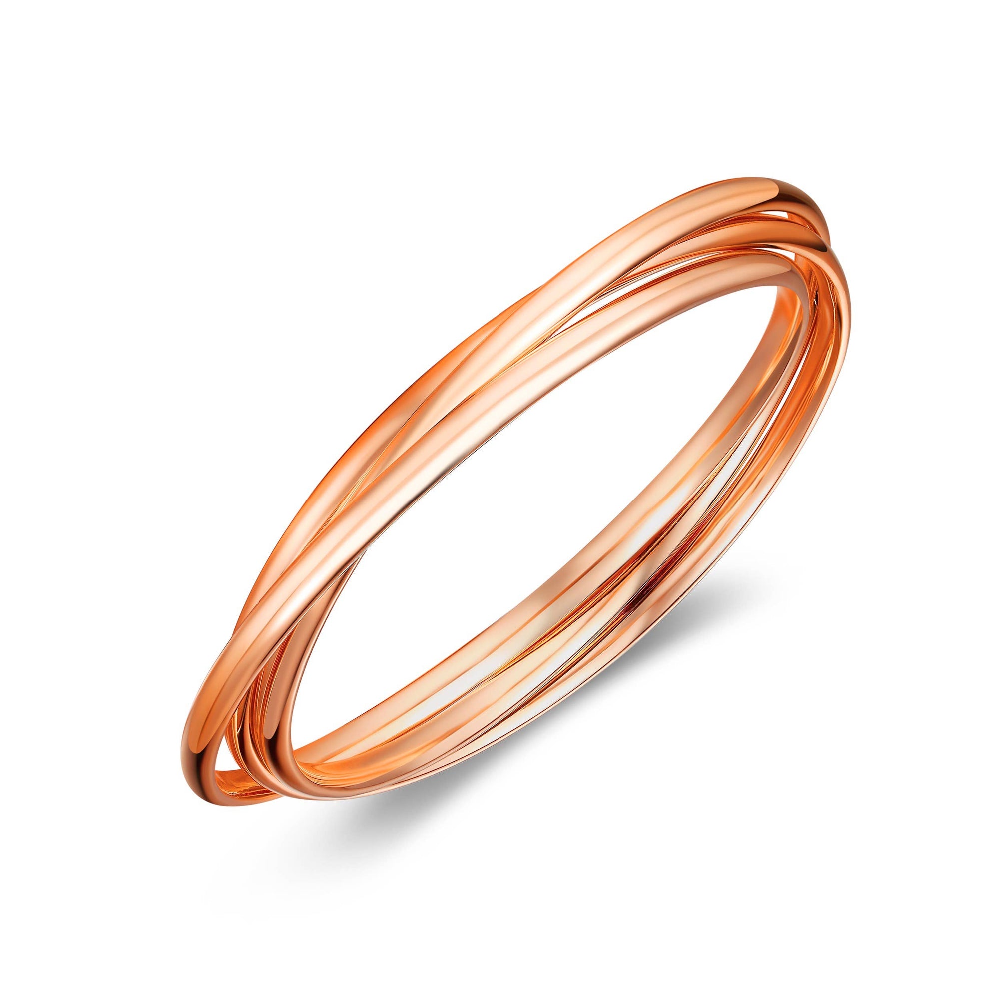 Trinity Interlocking Bangles Rose Gold Plated Brida|3-1070-A