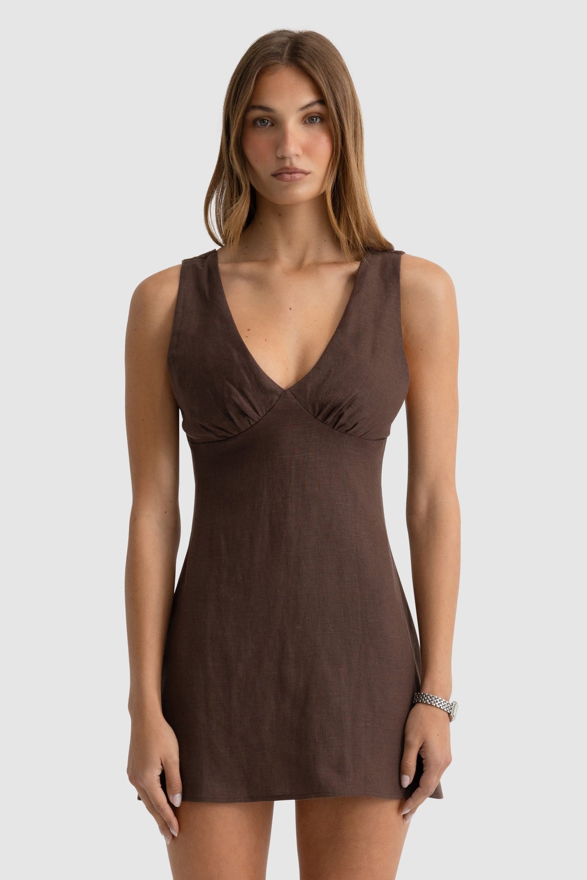 ORTC - Miley Linen Mini Dress - Carob