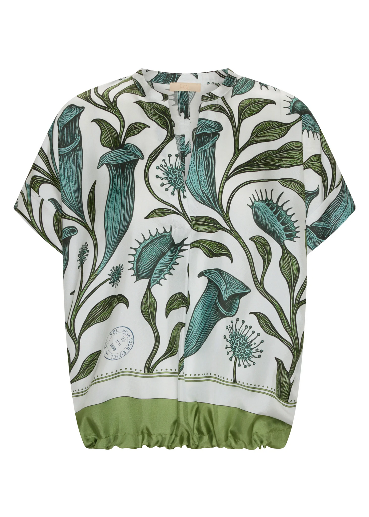 POL - Linne Silk Top - Linne Border Print