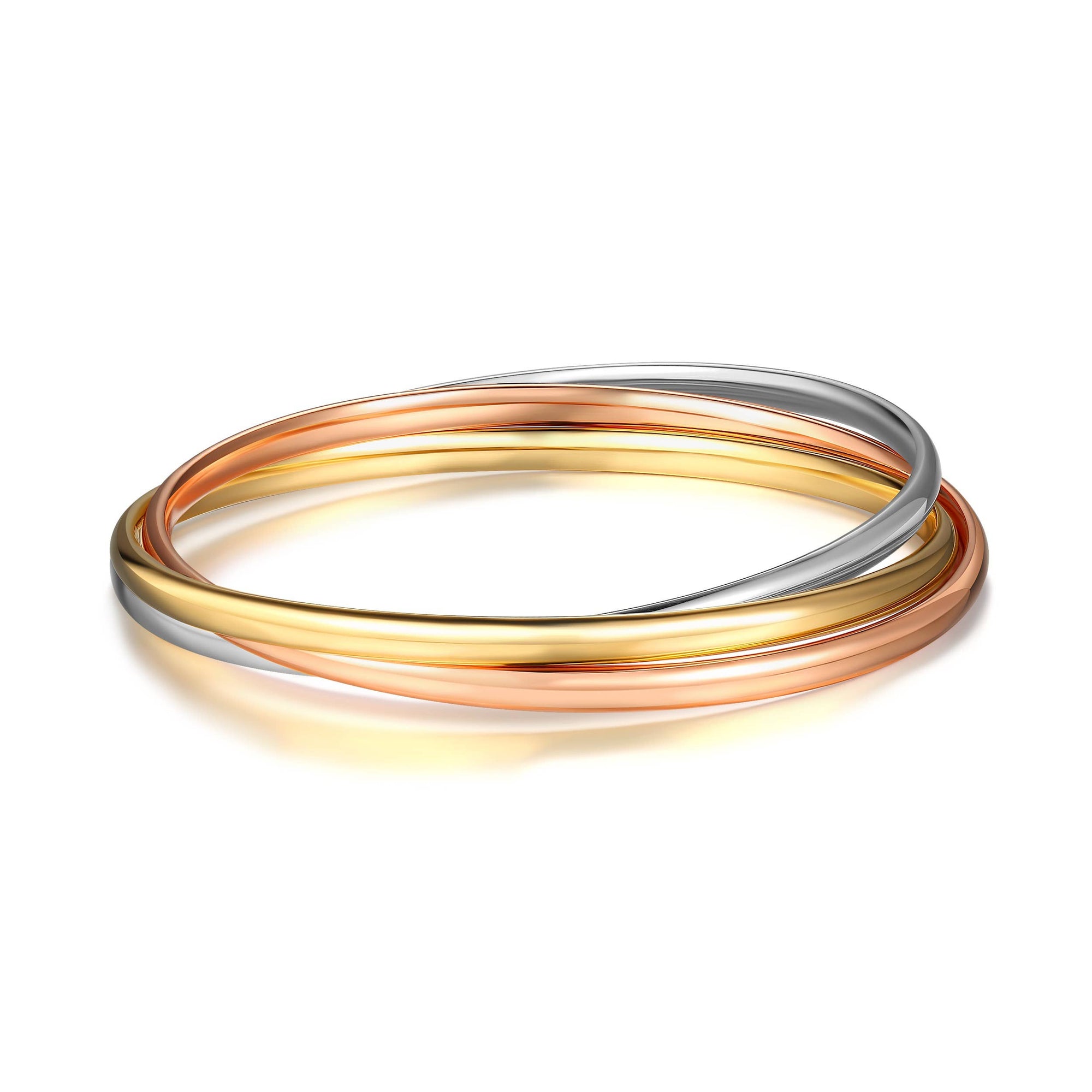 Trinity Interlocking Bangles Tri-Gold Plated|3-1070-T