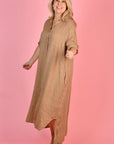 LA SOFIA - Positano Linen Button Dress - Caramel