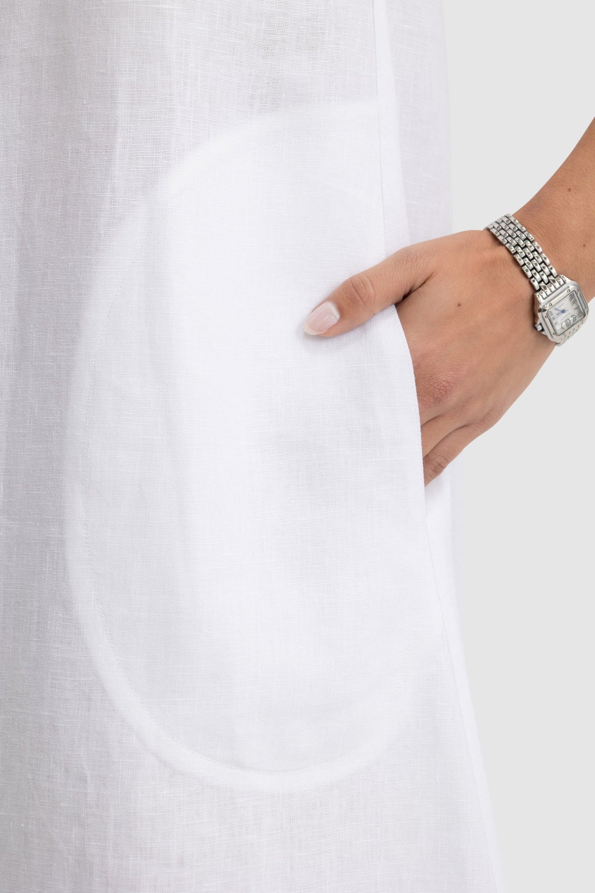 ORTC - Luna Linen Halter Dress Full Length - White