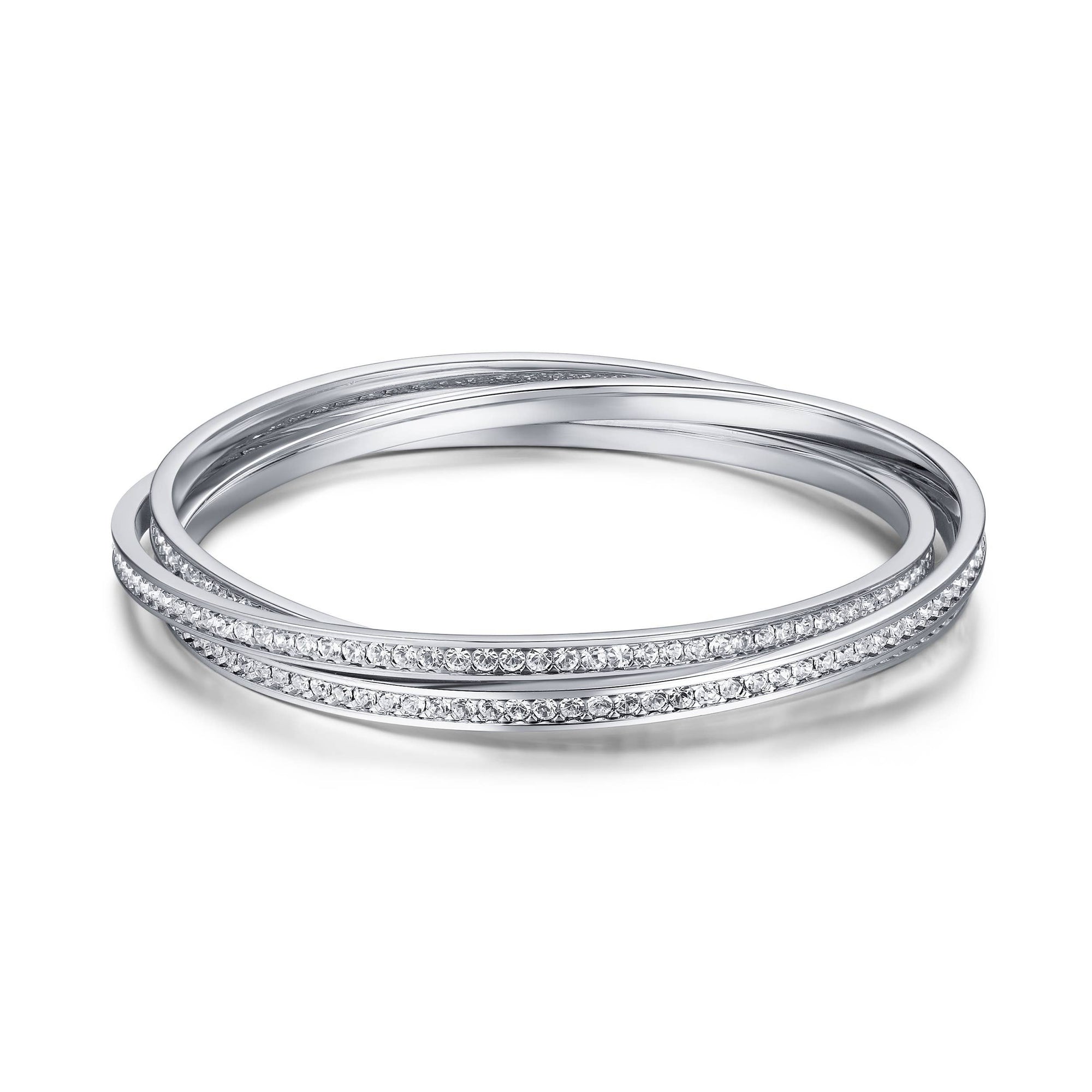 MYJS Trinity Interlocking Eternity Crystal Bangles |3-1042-R