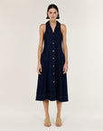 STAPLE THE LABEL - Denim Sleeveless Midi Shirt Dress