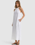 ORTC - Luna Linen Halter Dress Full Length - White