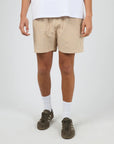 SILENT THEORY - Stripe Linen Short - Tan