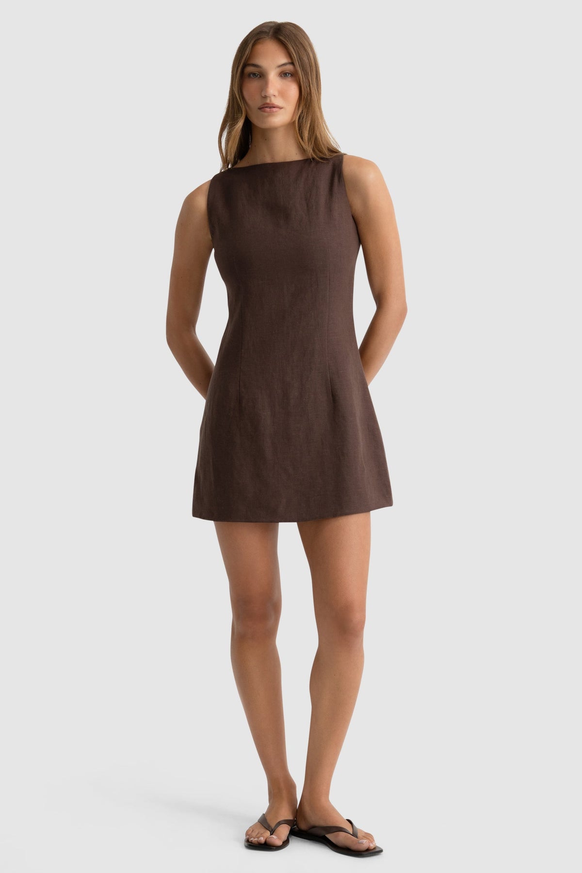 ORTC - Bridie Linen Mini Dress - Carob