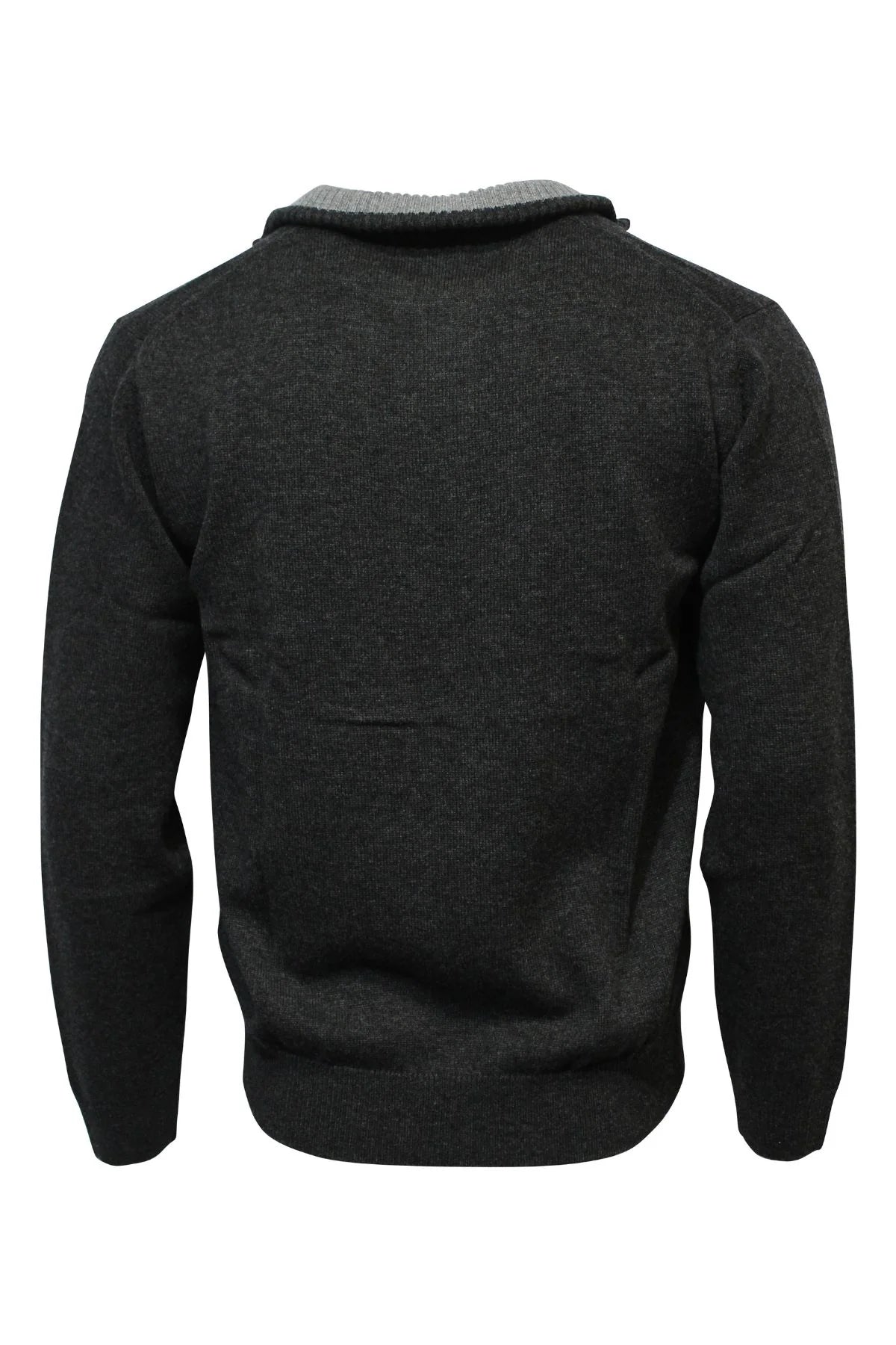 ANSETT GOLD - Luxury Wool Cashmere Half Zip Knit - Graphite